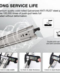 12-Inch Drawer Slides With Lock, Silver Finish, Heavy-Duty Steel Rails For Smooth, Quiet Full-Extension Opens, Easy Install, Ideal For Kitchen Cabinets, Tool Chests, Desks, And DIY Upgrades anti-rust steel slide