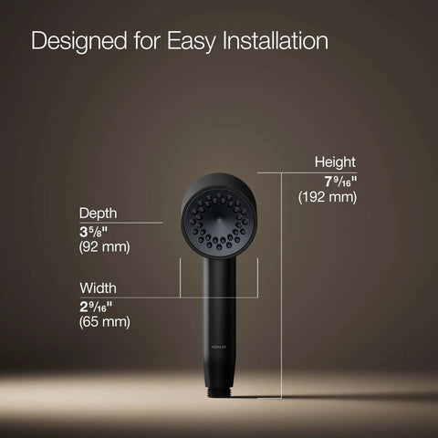Matte Black Single Function Hand Shower With Hourglass Spray Pattern Delivers Consistent 2.5 GPM Rinse And Targeted Massage