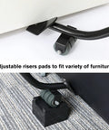 Heavy Furniture Lifter Kit With Four Height Adjustable Jacks And 1000 Lbs Capacity showing jacks under furniture on carpet