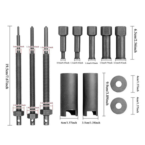 Grab This Rad 12 Piece Bearing Puller Kit For Smooth Motorcycle Bearing Extraction Without Hitting It With A Hammer Or Damaging Inner Parts Ever While Handling Tight Spots Like A Boss Saving You Cash On Labor Bills Fix It Fast, 12-piece steel tool set