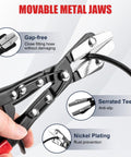 Close-up of Three Piece Ratchet Hose Pinch Off Pliers Set With 8 Inch 10 Inch And 12 Inch Locking Fuel Line Pliers, showing movable jaws.
