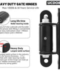 7 Inch Heavy Duty Gate Hinges with Grease Zerk Lubricable Bearings for Bolt or Weld on Gates Up to 1000 Lbs Black