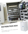 Open Heavy Duty Weatherproof Wall Mount Electrical Distribution Box for Industrial Use showing internal wiring and panels