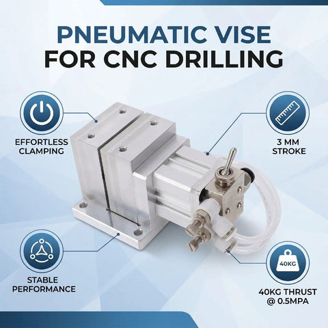Compact Aluminum Pneumatic Vise Clamp Fixture For CNC Drilling And Grinding With Smooth 3mm Stroke Effortless Operation And Strong Grip Power