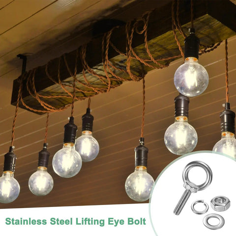 Premium Stainless Steel Eyebolts M10x40mm Solid As A Rock Shoulder Lifting Eye Bolts With Complete Nuts And Washers heavy duty rigging used for hanging lights.