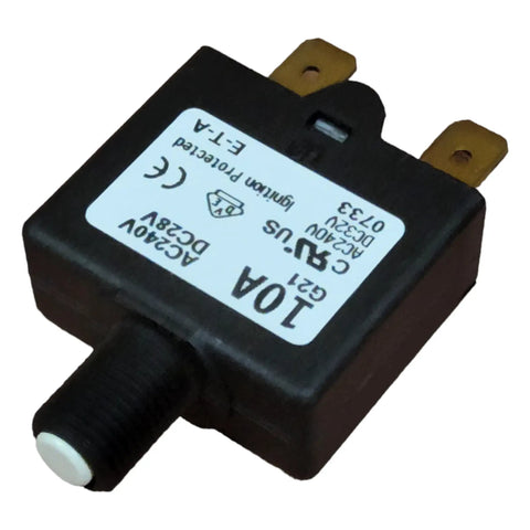 Compact Thermal Reset Tiny But Mighty Single Pole Circuit Breaker Push to Reset, 10 Amp, 240 VAC or 28 VDC, Miniature Size