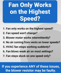 Image displaying common issues with car HVAC systems and blower motor resistors; troubleshooting guide for fan speed problems.