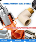 Dual Function PVC Pipe Threader Tool Kit for Internal and External Threads on Water Pipes Drill Compatible tool in action