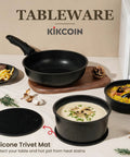 Nonstick Pots And Pans Set For RV Living 20 Pack Stackable Cookware With Detachable Handles and dishes with food