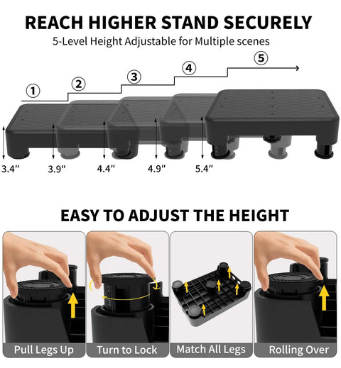 5 Level Adjustable Step Stool With 700 Lb Capacity For Seniors And Home Safety showing height adjustment process