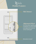 Digital Dimmer Light Switch for 200W Dimmable LED and CFL Lights, Single Pole Slide Dimmer with adjustment wheel and wall plate