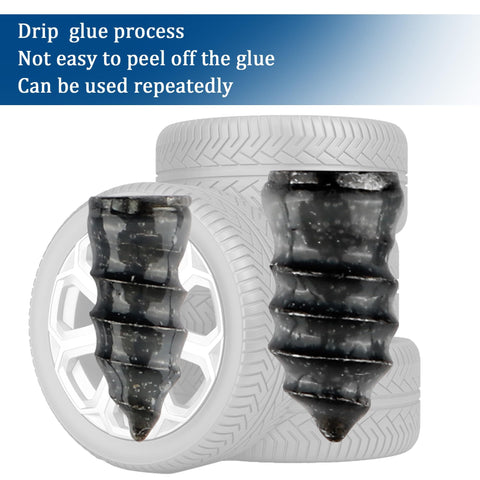Close-up of black tire patch nails for 35 Piece Tire Plug Kit With Screwdriver For Fast Flat Tire Repair Self Service Puncture Nails Kit