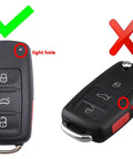 3 Plus 1 Panic Folding Flip Keyless Entry Remote Key Fob Cover Shell Case For Volkswagen VW Golf GTI Jetta Eos, light hole indicator.