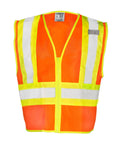 Mens High Visibility Reflective Mesh Vest With Zipper Closure And ANSI 107 Type R Class 2 Rating Orange 2X front view with yellow accents