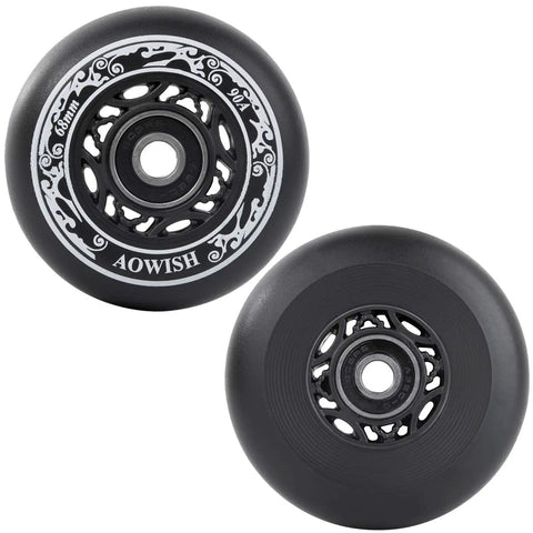 68Mm Inline Skate Wheels Set For Outdoor Asphalt, 90A Hardness With ABEC-9 Bearings And Floating Spacers, Replacement Wheels