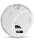 Rock Solid Hardwire Smoke Alarm Featuring Dual Sensor Tech And Precision Detection in white with test button and vents.