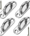 4 Pack 3.1 Inch 304 Stainless Steel Ceiling Hooks Pad Eyes Plate Rustproof Marine Hardware With Screws And Ribbed Anchors