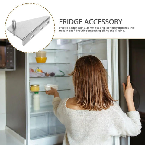 2 Pack Fridge Hinges For Refrigerator And Freezer Door Replacement With Stainless Steel 35mm Mount Rubber Cap For Quiet Operation Compatible With Various Models Ideal For Home Or Commercial Kitchen Repair Hassle Free Installation, woman opening fridge