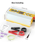 1200W Pure Sine Wave Inverter 12V DC To 120V AC With LCD Display GFCI Outlet Peak 2400W Surge Low THD Box Contents View