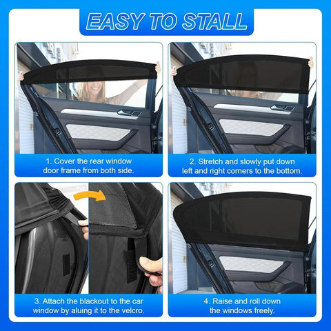 Installation guide for Custom Fit Car Window Sunshades For Tesla Cybertruck 2024 Plus, showing step-by-step fitting process.