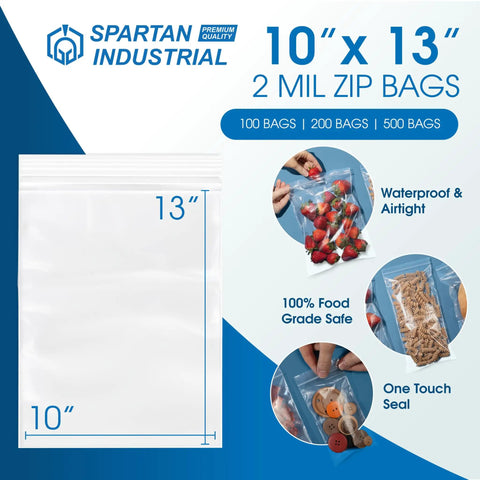 Bulk 500 Count 10X13 Clear Resealable Zip Plastic Poly Bags Top Shelf 2 Mil Virgin Ldpe With Straight Up Secure Airtight Zip Seal For Merchants And Daily Shipping Logistics