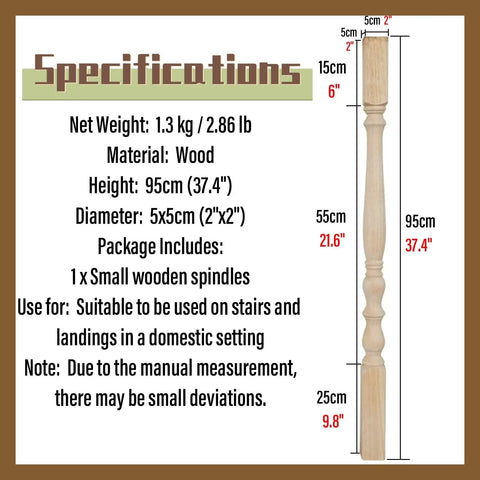 Upgrade Your Space With Premium Replacement Wood Balusters And Stair Spindles For Quick Porch Fixes, Classic Carved Poplar Columns 37.4 Inch Spindle Specifications