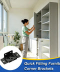 Woman adjusting cabinet with No Slip Quick Fitting L Shaped Furniture Joint Bracket For Shelves And Cabinets Anti Loosening Corner Bracket