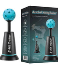 Baseball Batting Training Machine With Metal Frame And Auto Throw For All Skill Levels Youth And Adults Realistic Pitching Spheres And Comprehensive Solo Practice Gear, blue ball and box