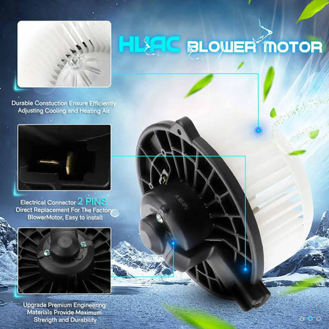 Image of Honda AC Heater Blower Motor Fan Replacement For Civic 2001-2005 Not Hatchback, CR-V 2002-2006 Japan Built, Element 2003-2011 Plug And Play Easy Install Direct Fit With 79310S7AG12 700005 79310-S5D-A01 615-58553 HO3126101 showing features and product details.