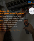 Elitech CLD-100 handheld refrigerant leak detector used on car HVAC; detects halogenated refrigerants (CFC/HCFC/HFC)