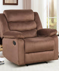 Brown Manual Recliner Chair for Adults With Overstuffed Arms in living room setting