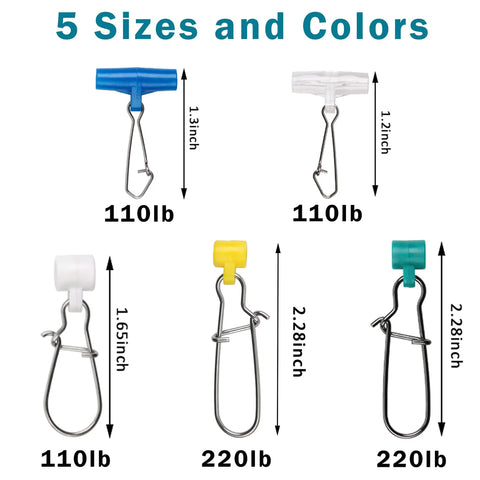 Heavy Duty Fishing Line Sinker Slides Kit With Duo Lock Snaps For Catfishing Rigs 25 Pcs Sinker Line Connectors For Saltwater And Freshwater Bottom Fishing 5 Color Options