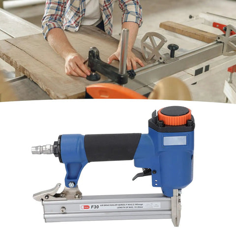 Heavy Hitter Pneumatic Brad Nailer And Air Nail Gun Featuring 18 Gauge Design with visible trigger and magazine for woodworking.