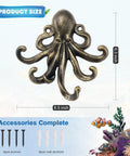 Tough As Nails 2 Pack Octopus Wall Hooks Heavy Duty Cast Iron 5 Arm Design Holds Up To 55 Lbs Antique Bronze Finish 6.5 inch