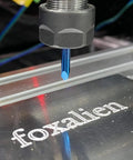 Triangular CNC Router Bit Set 0.1mm V-Bits With Nano Blue Coating And Sharp Pyramid Tips, 1/8 Inch Shank in use on metal surface