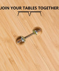 Heavy Duty Countertop Connectors Plug And Play Bed Rail Joiners 12 Pack Miter Draw Bolts on bamboo surface to join tables.