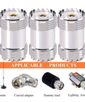 Three Pack Double Female UHF PL259 SO239 Coax Adapter Set For CB Ham Radio Antennas And SWR Meters, copper nickel gold plated