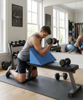 Man using Curl Pad For Barbell Home Gym Arm Day Workout Cushioned Bicep Tricep Forearm Support Bench Cushion For Concentrated Curl Training