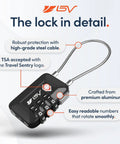 Keyless 3Digit Travel Lock Set For Luggage And More Accepted And Easy To Set No Key To Lose Durable Black 2 Pack crafted from aluminum