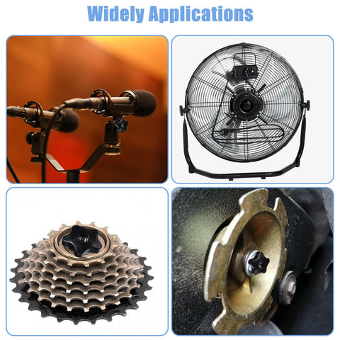 Applications of Six Pack Five Sixteenths Inch Star Knobs With Female Threads Black Five Star Shaped Threaded Knobs for various tools and machinery