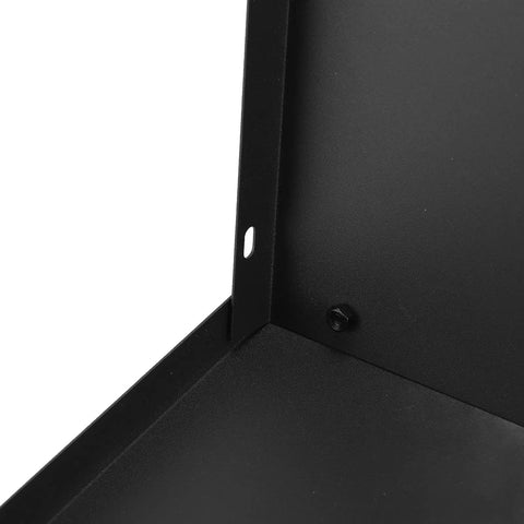 Close-up of the corner detail showing the material and construction of the Badass Carbon Steel Shield For Your Electric Vehicle Charging Station Roof.