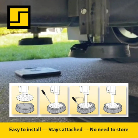 Heavy Duty RV Leveling Jack Pads Set For Campers Non Slip Round Foot Rubber Blocks 9 Inch Landing Gear Pads EPDM 6 Pack
