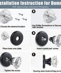 Crystal Half Dummy Glass Door Knob Set For Hall And Closet Interiors, step-by-step installation guide with pictograms.