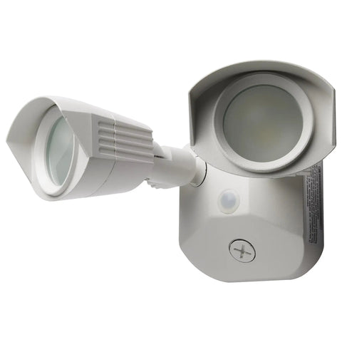 Dual Head Outdoor LED Security Light with 3000K Warm White Weatherproof Wall Mount, die-cast aluminum body, 2KV surge protection