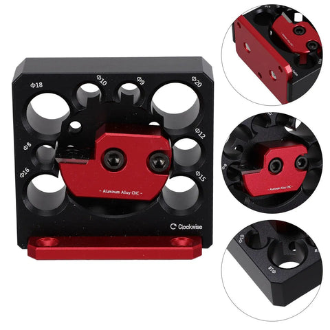 Heavy Duty Adjustable Dowel Cutter Jig For Drill With 8 Precision Holes CNC Aluminum Alloy showing precision hole locator detail.