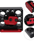 Precision Aluminum Alloy Dowel Maker Jig With 8 Holes For Drill And Woodworking Projects Adjustable Router Template Tool top view showcasing hole locators and CNC design.