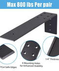 Rock Solid 10 Inch Countertop Support Brackets 3 Pack Built Tough Steel with 9 holes for wall mounting up to 800 lbs