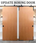 Sliding barn doors with Barn Door Corner Bracket Set 7 Point 7 Inch Matte Black Rustic L Brackets installed, bathroom view