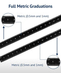 Kickass Flexible Metric Metal Ruler With Matte Black Chrome Coating And Heavy Duty Tempered Stainless Steel Frame showcasing full metric graduations.