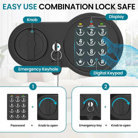 Compact Home Safe 0.9 Cu Ft With Removable Shelf Fireproof And Waterproof Bag Programmable Keypad